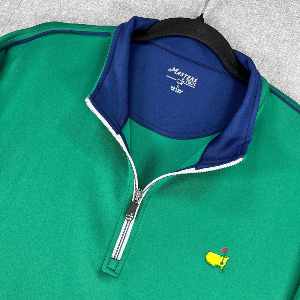 Masters Tech 1/4 Zip Shirt Pullover Men Large Green Quarter Zip Golf Sweater